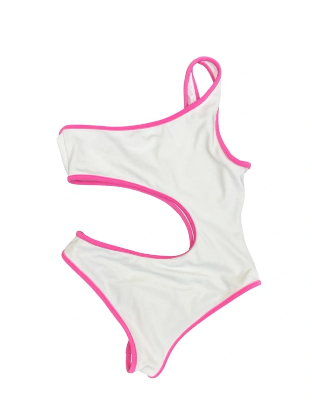 Frankie’s Bikinis Cash Terry one piece swimsuit White Pink sz Small